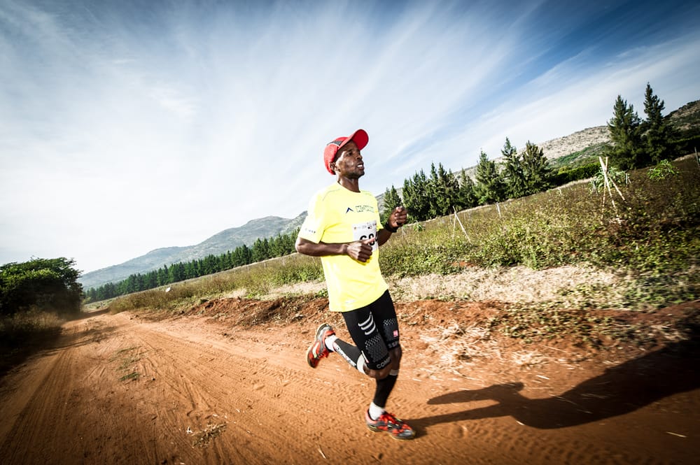 Lucky Miya and Thabang Madiba ready for FNB Platinum Trail Run